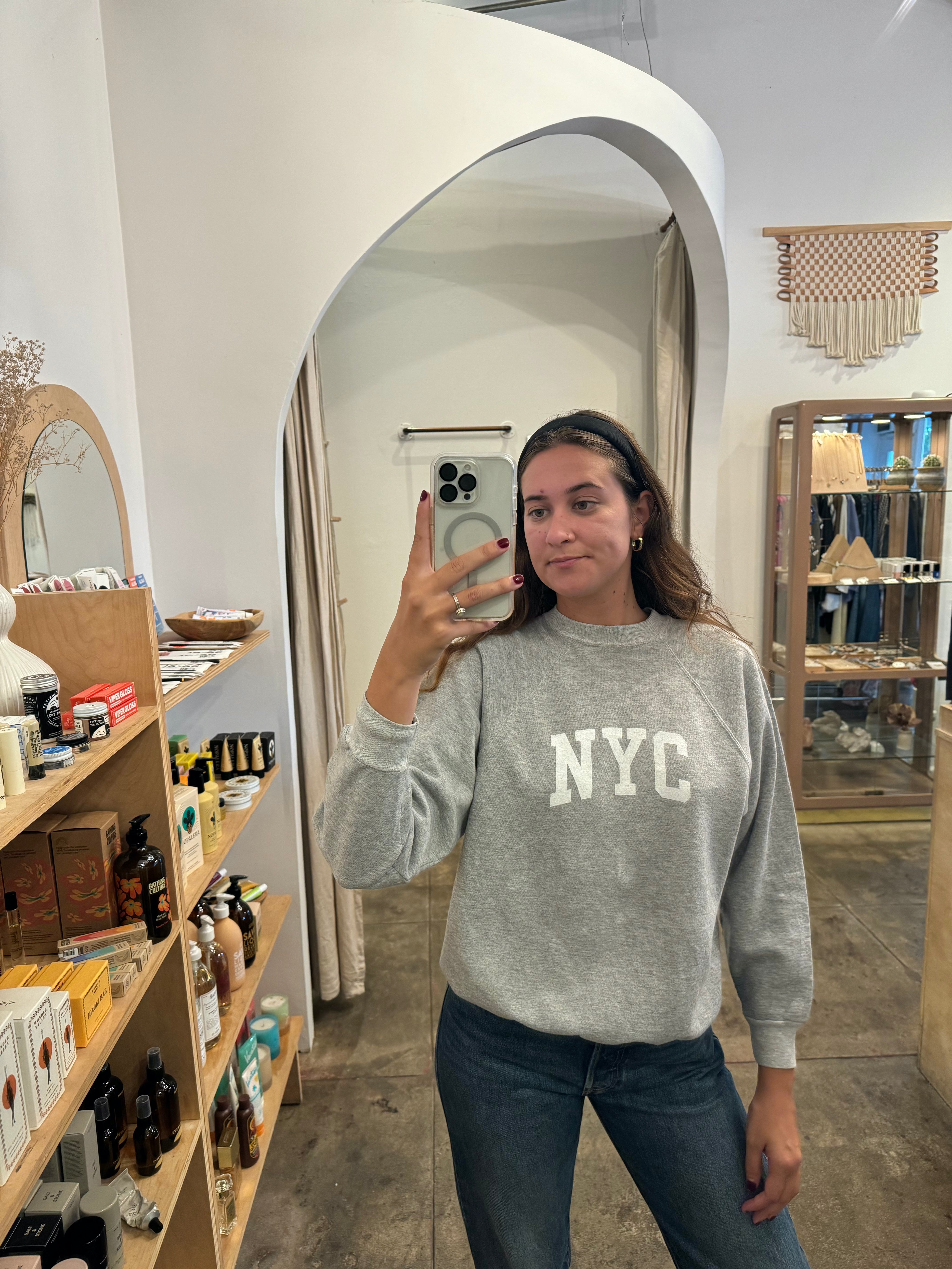 Heather Grey Varsity NYC Sweatshirt 001