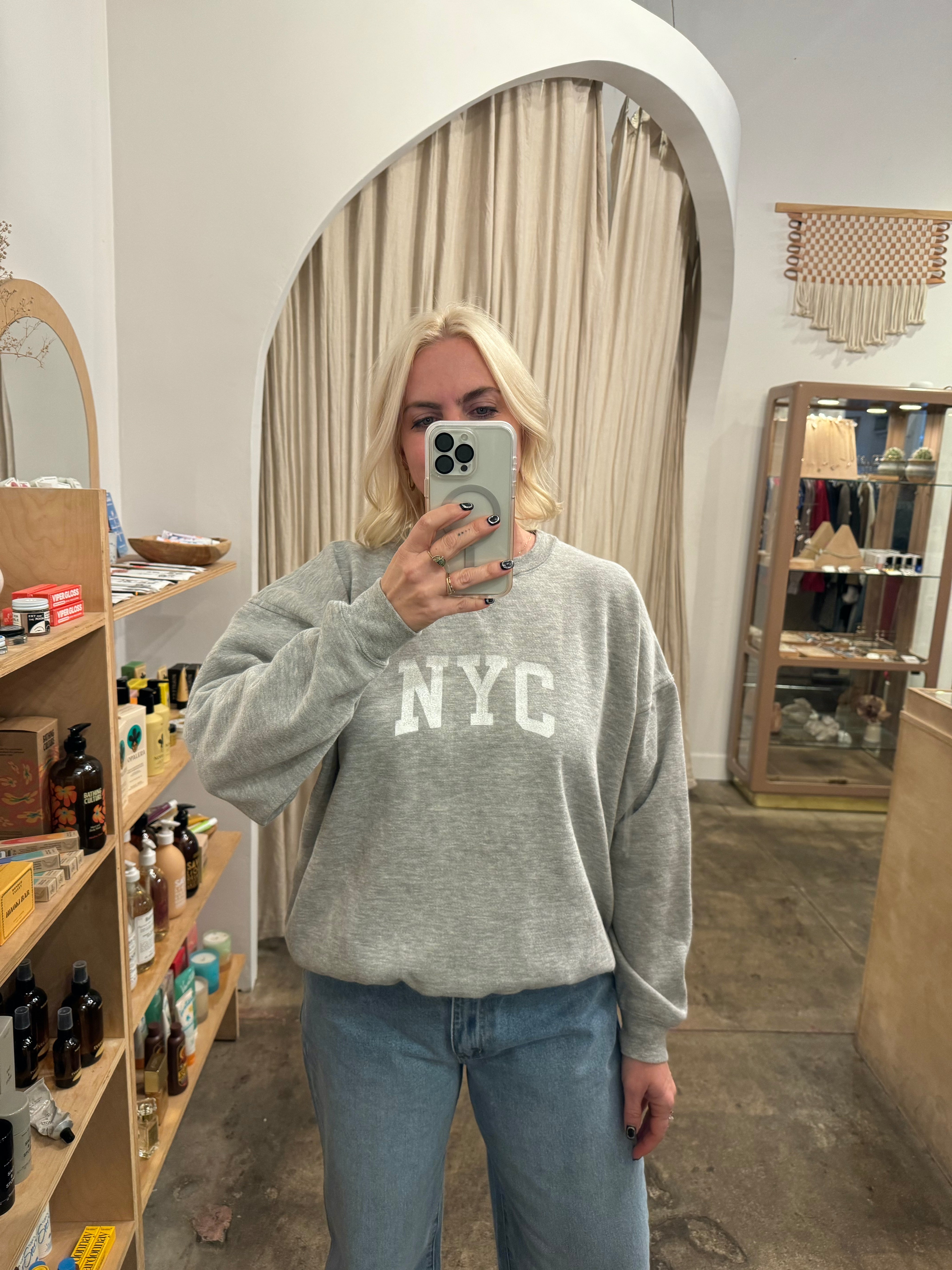 Heather Grey Varsity NYC Sweatshirt 003