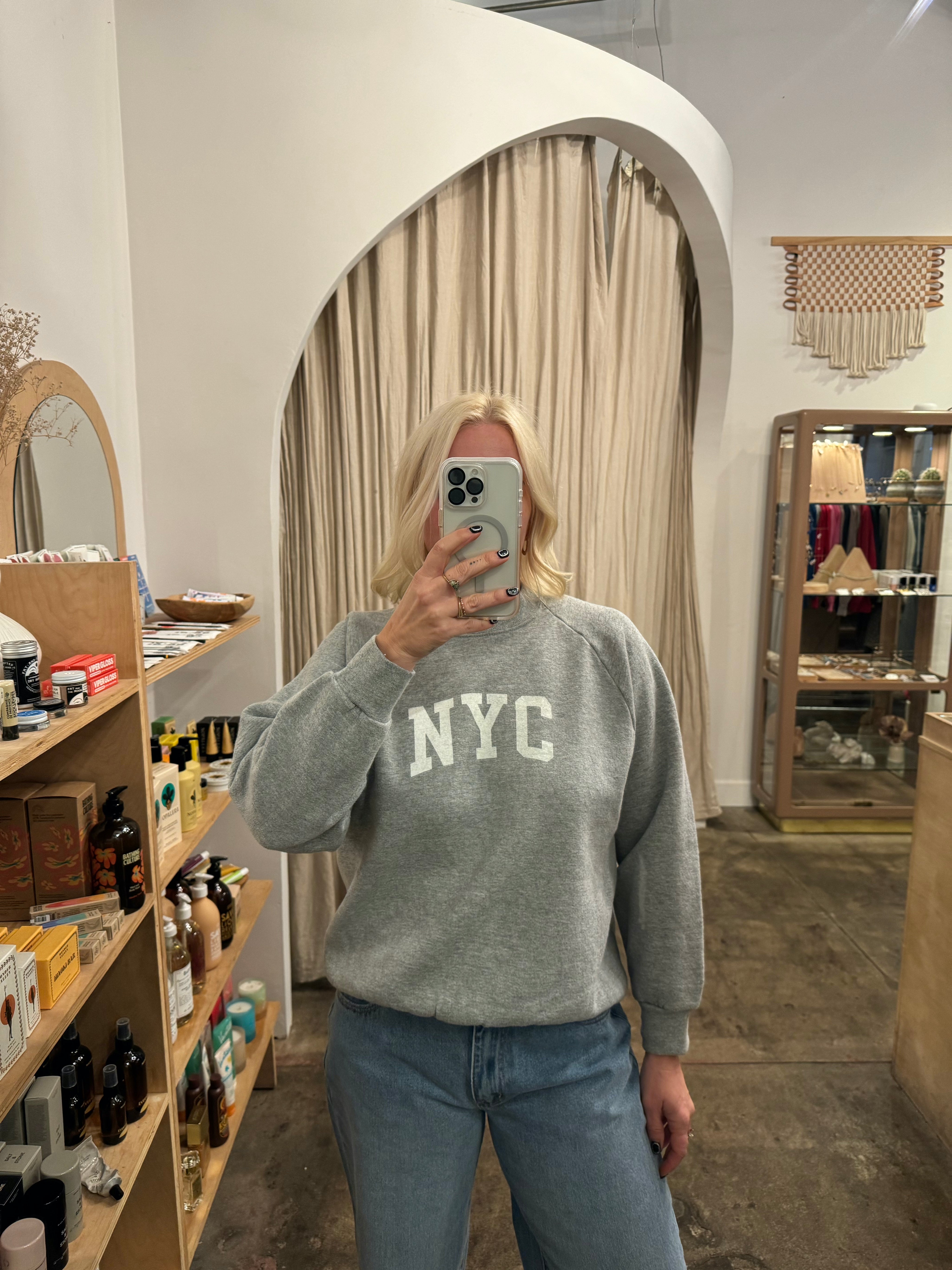 Heather Grey Varsity NYC Sweatshirt 004