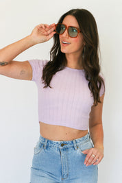 Lavender Pointelle Casey Tee