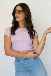 Lavender Pointelle Casey Tee