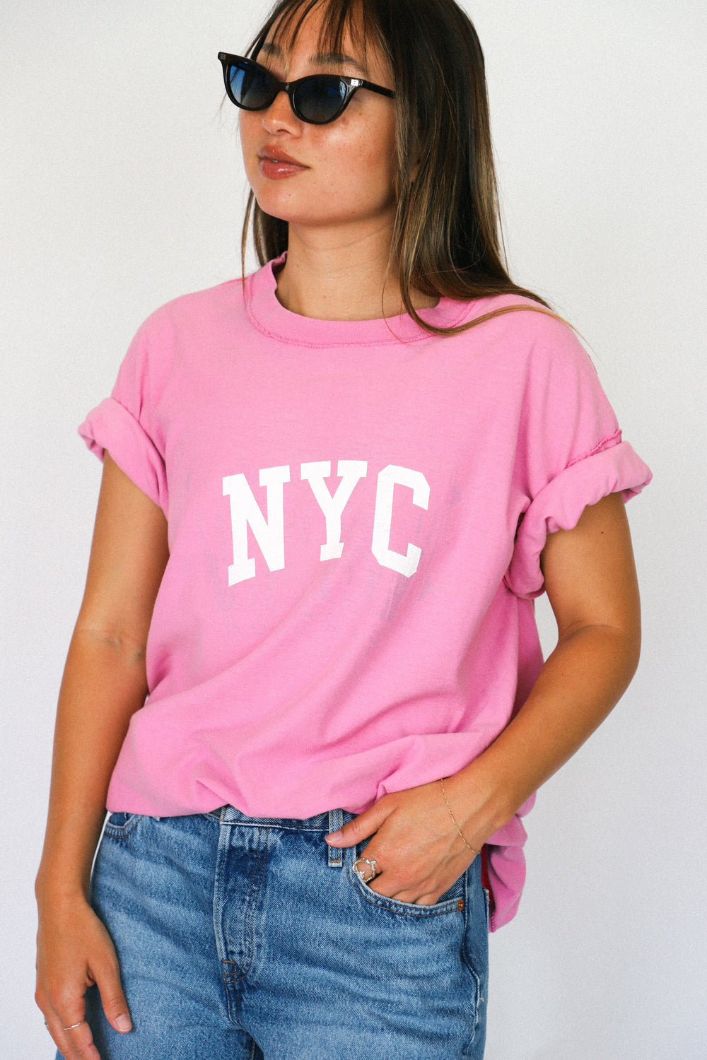 X Prism Pink NYC Varsity Tee 001