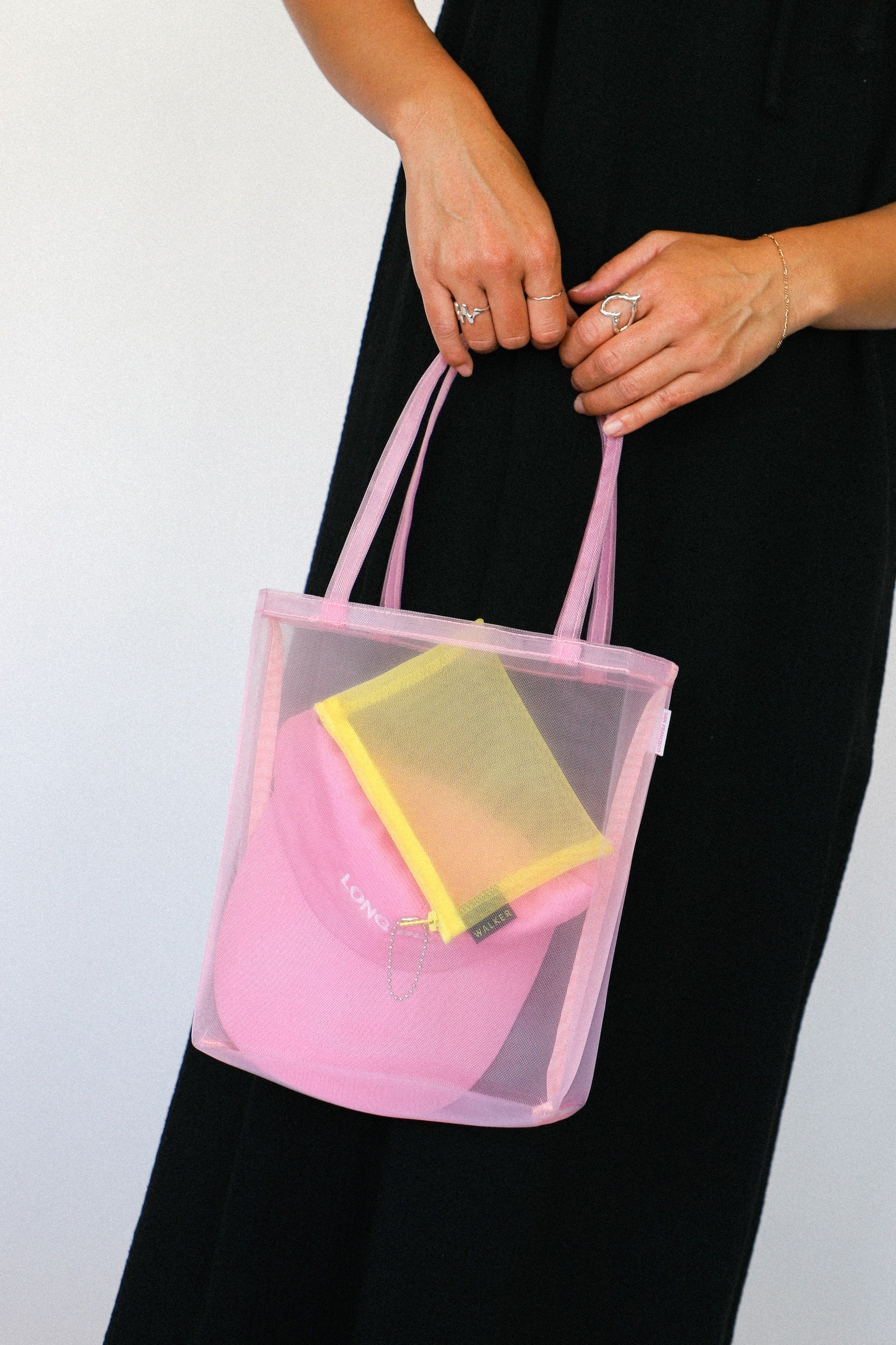 Pink Mesh Open Tote