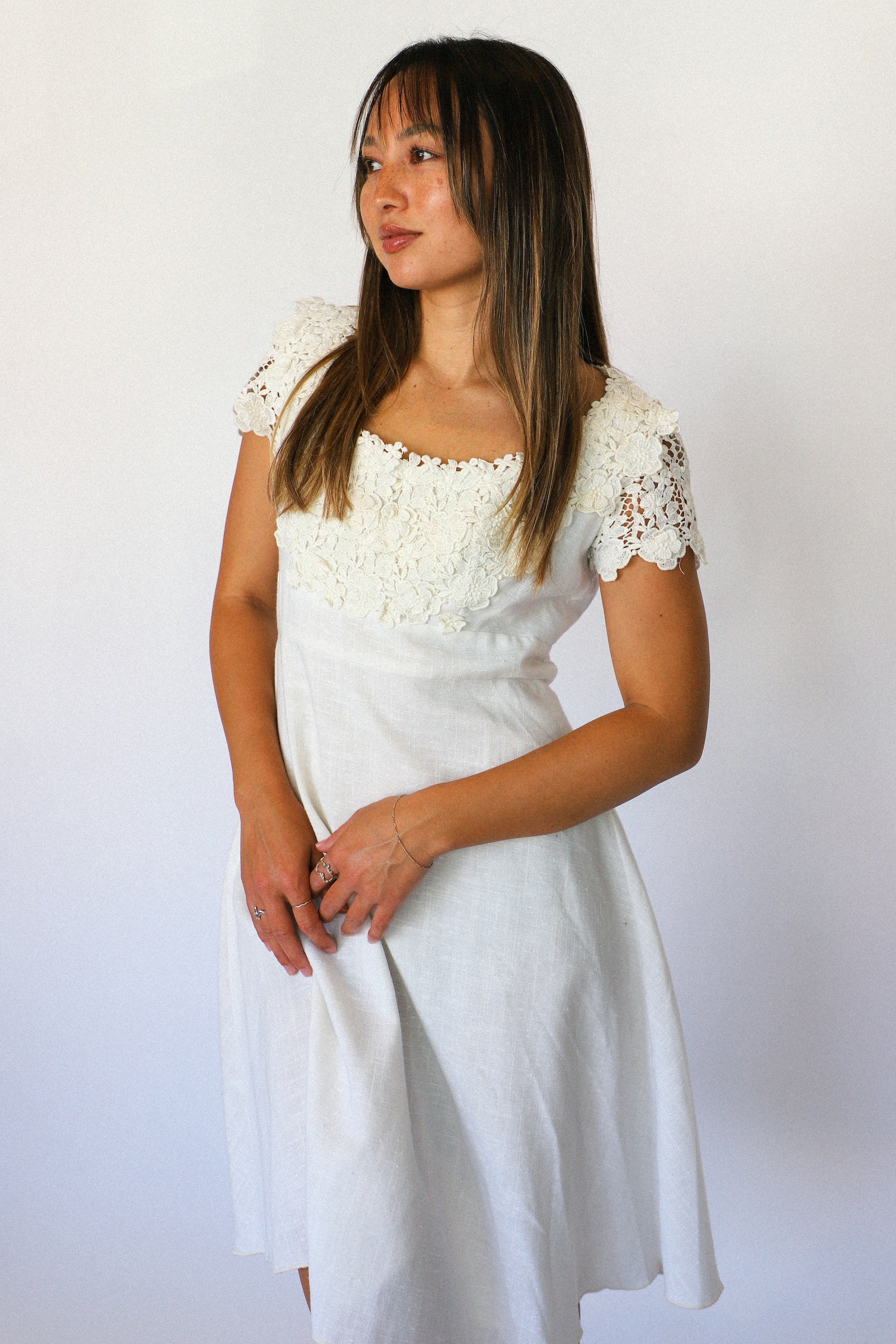 White Floral Lace Dress