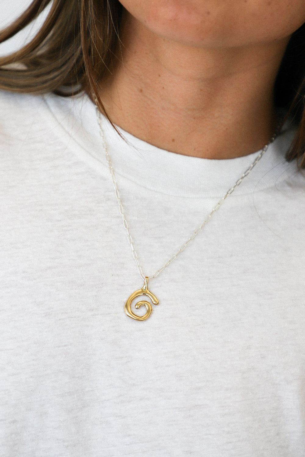 Brass + Silver Swirl Necklace