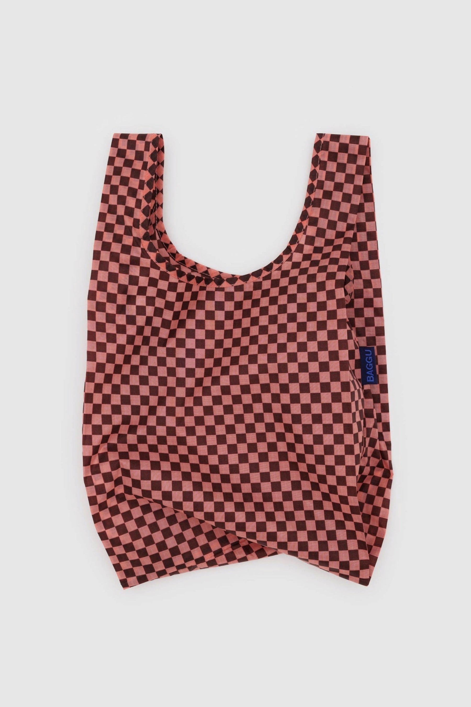 Baby Pink Brown Check Baggu