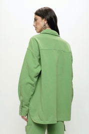 Green Terry Utility Shirt Jacket