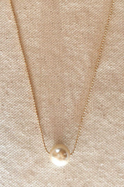 Gold Pearl Solitaire Necklace