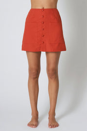 Blood Orange Linen Francoise Skirt