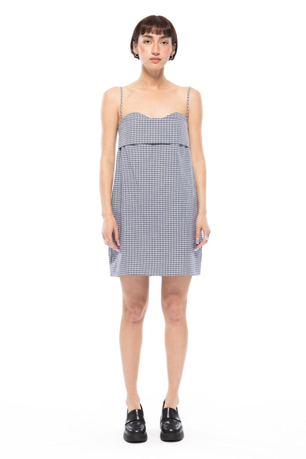 Navy Gingham Verona Short Dress