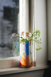 Rainbow Crackle Vase