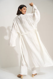 The Linen Long Robe - White