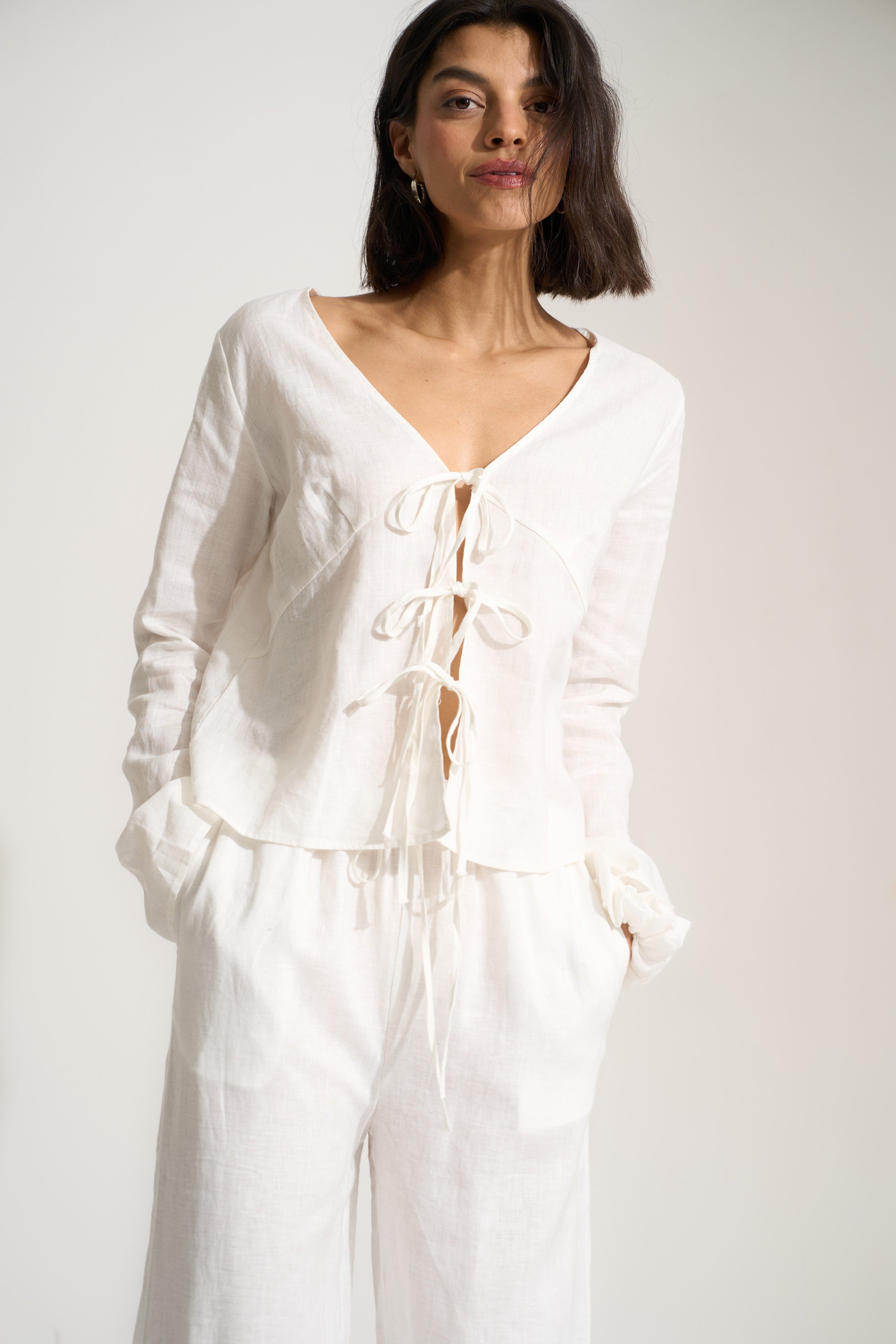 The Tie Front Top - White