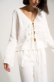 The Tie Front Top - White