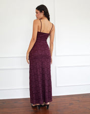 Burgundy Paisley Lace Darsih Dress