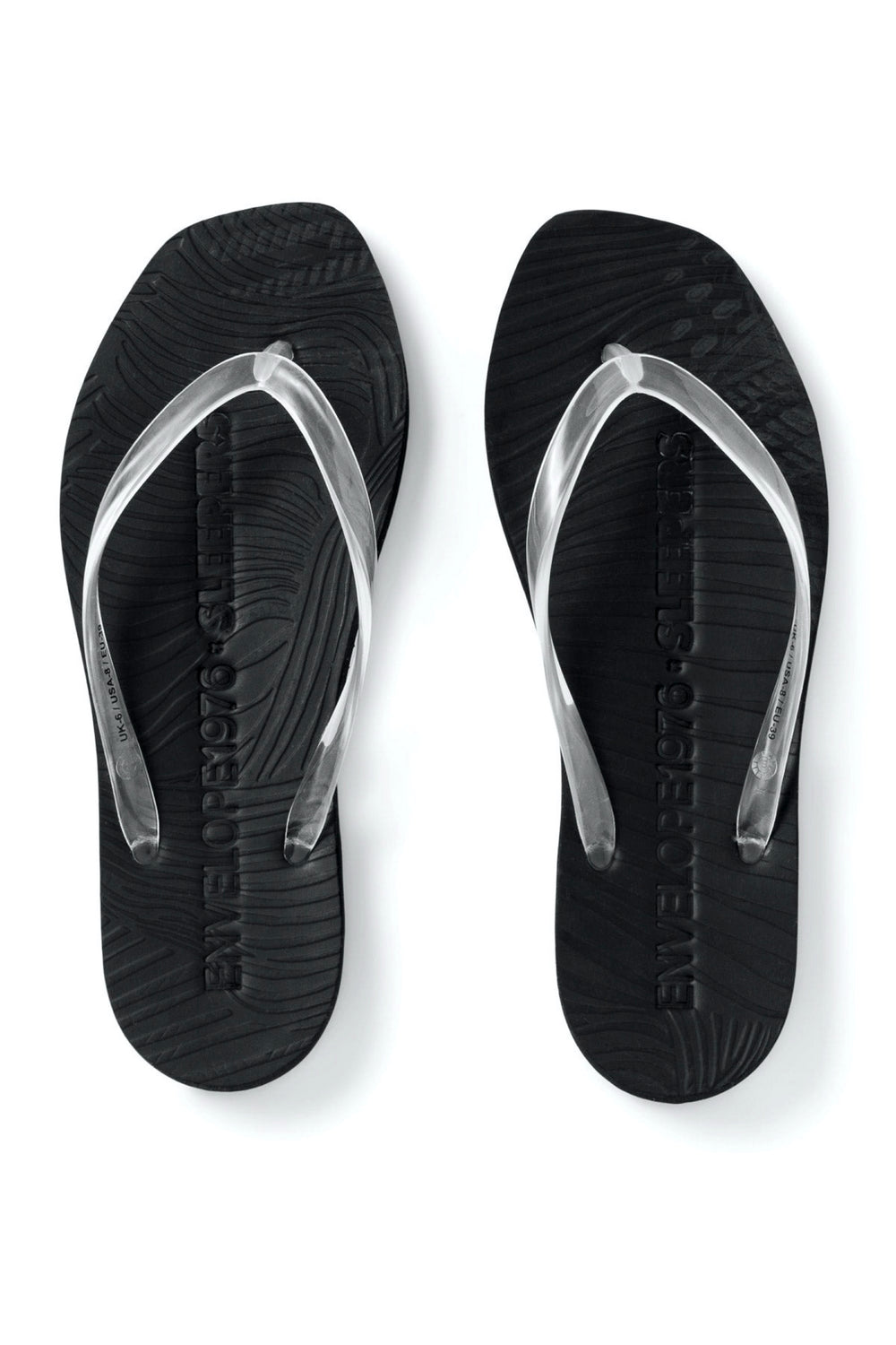 Black + Transparent Tapered Flip Flops