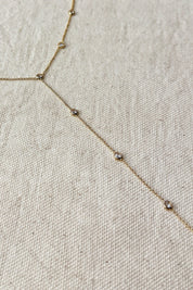 Gold Bezel Lariat Necklace