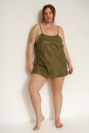 The Flirty Mini Slip - Olive