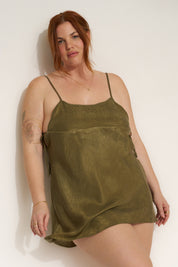 The Flirty Mini Slip - Olive