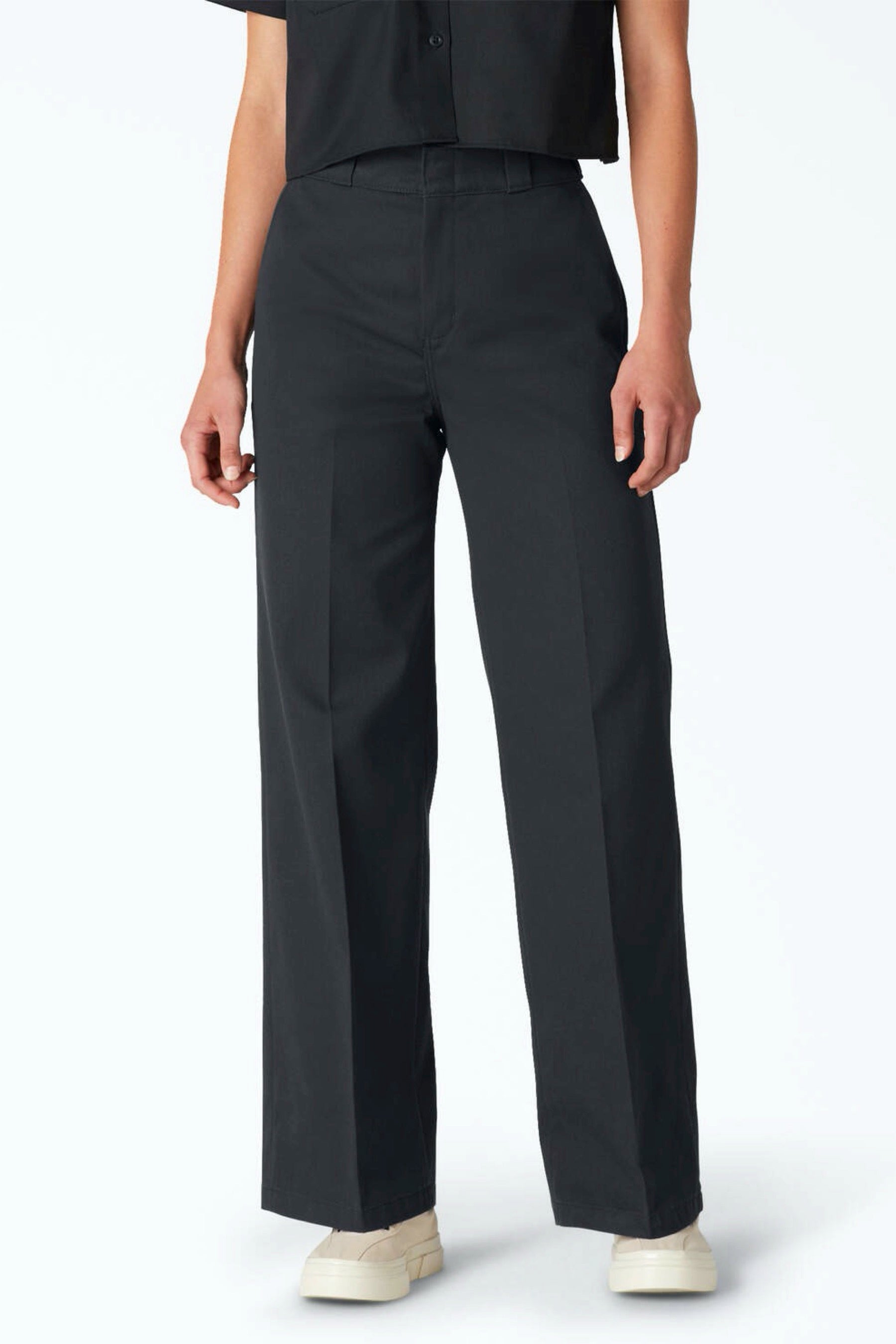 Black Twill Wide Leg Pant