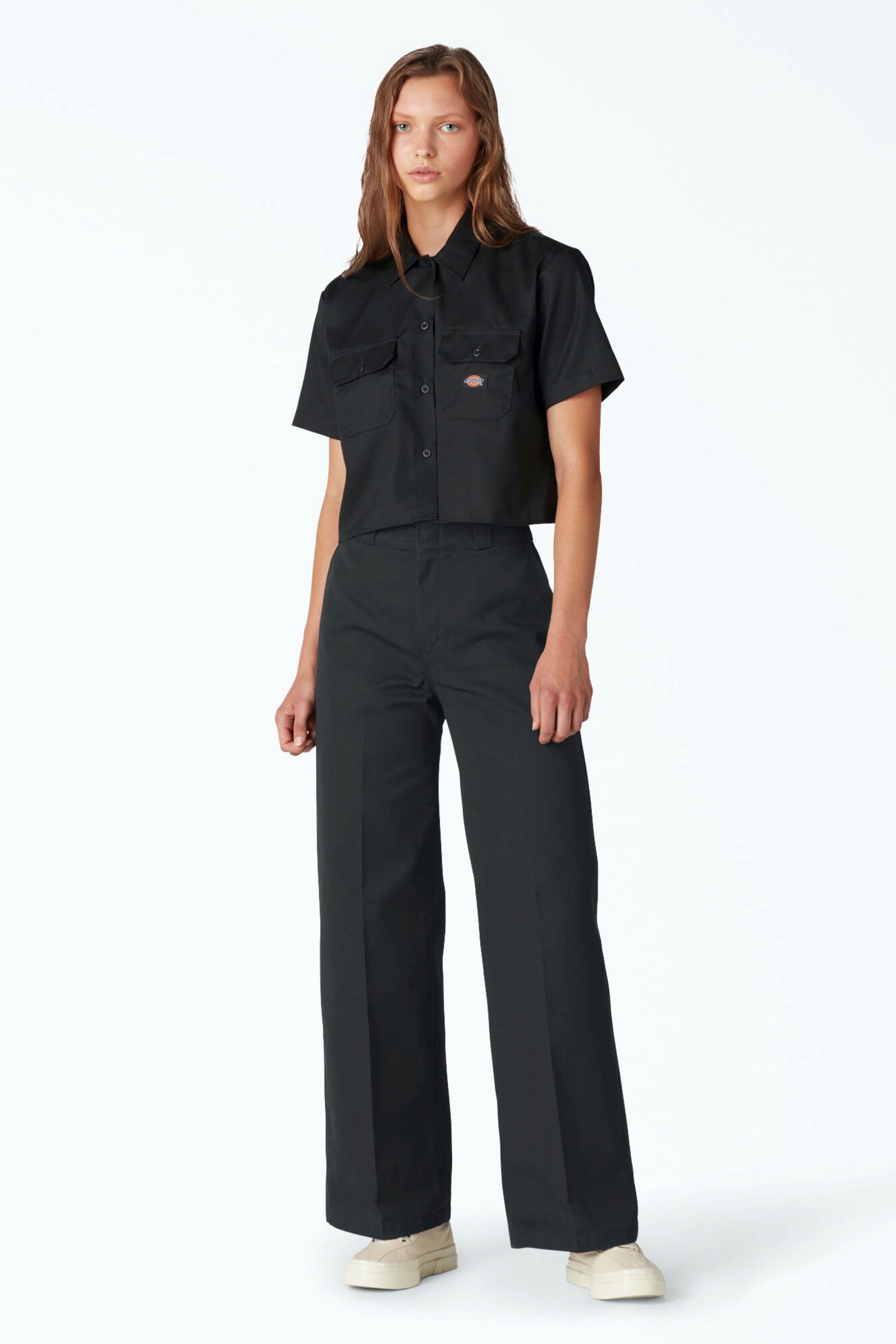 Black Twill Wide Leg Pant