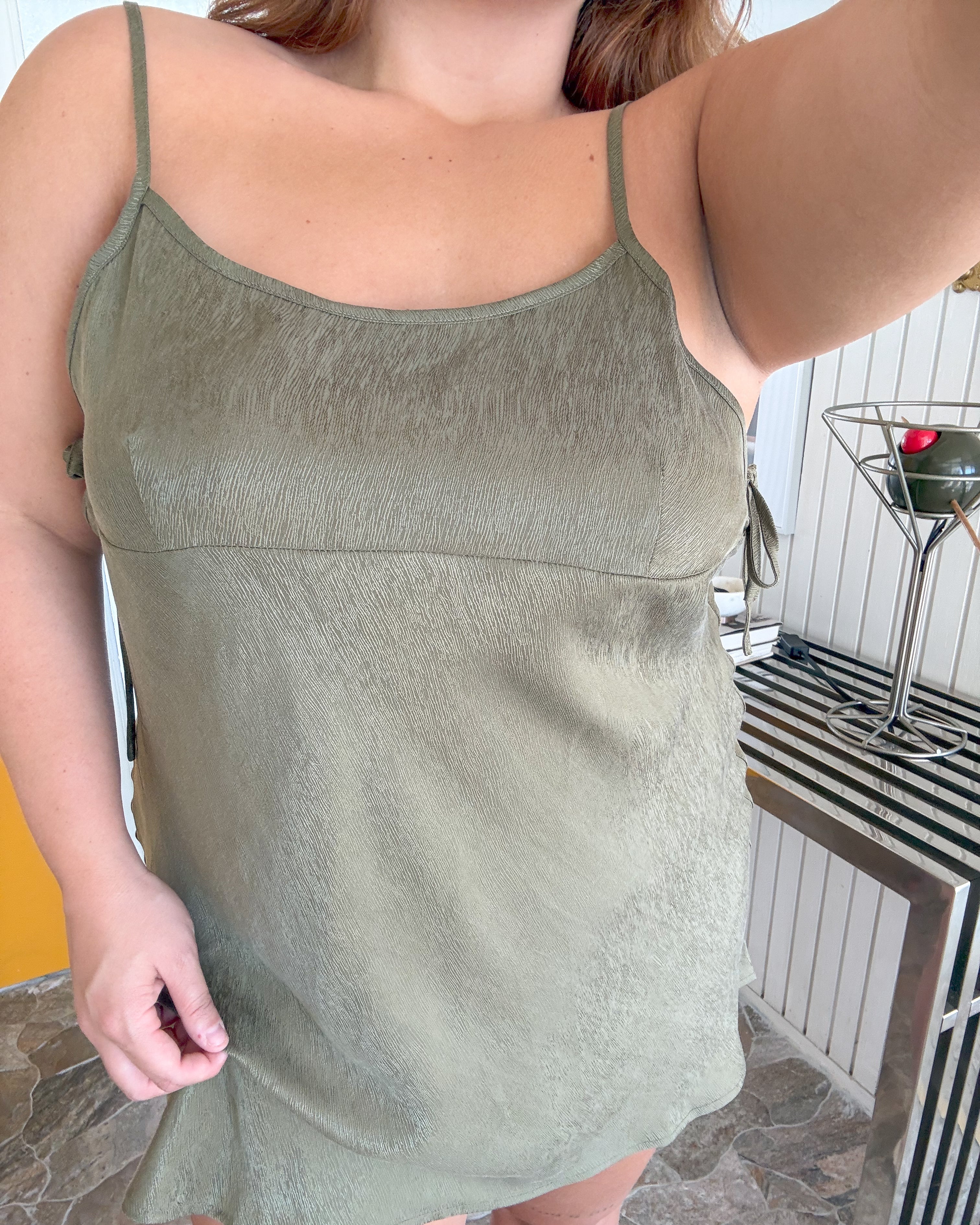 The Flirty Mini Slip - Olive