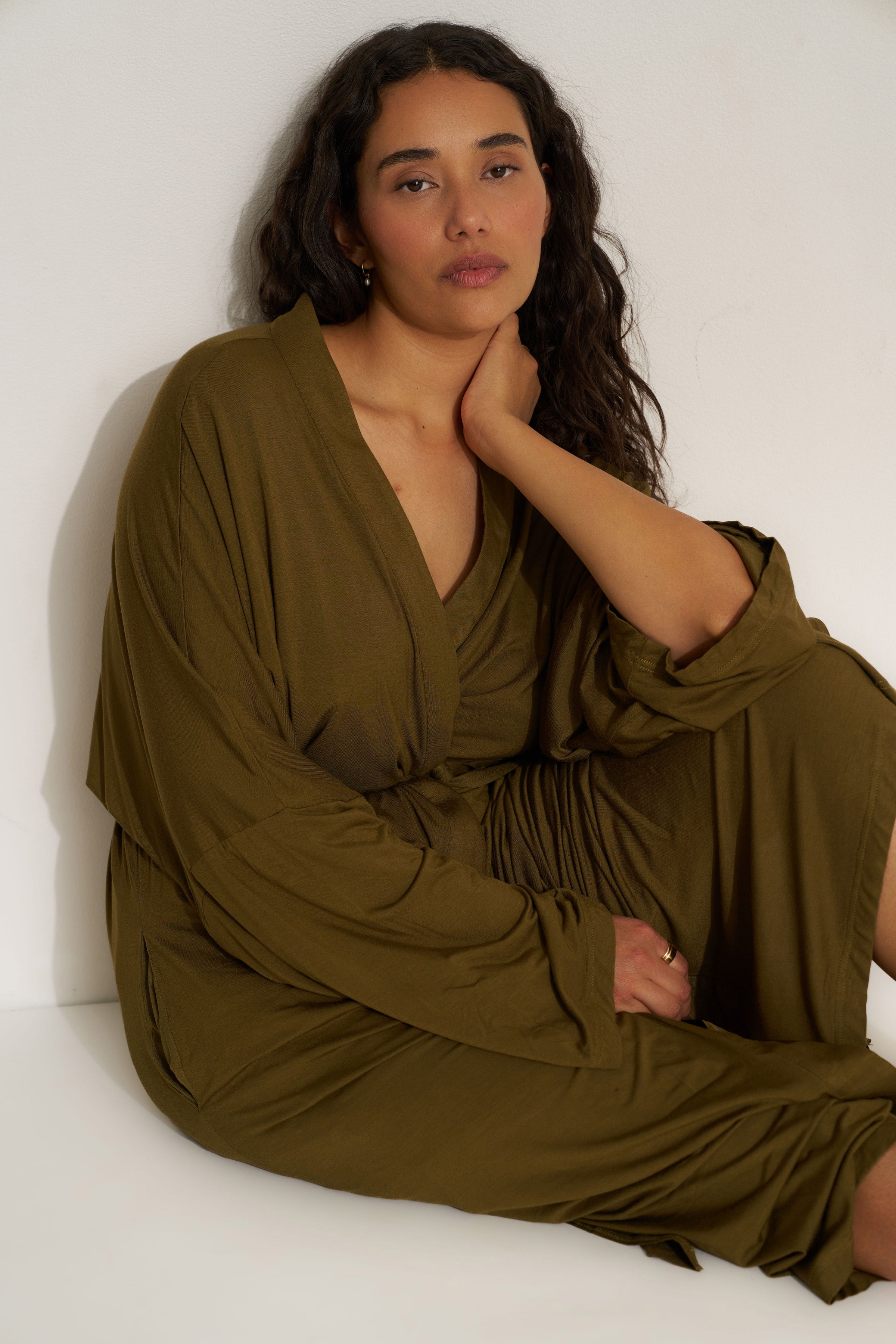 The Jersey Long Robe - Olive