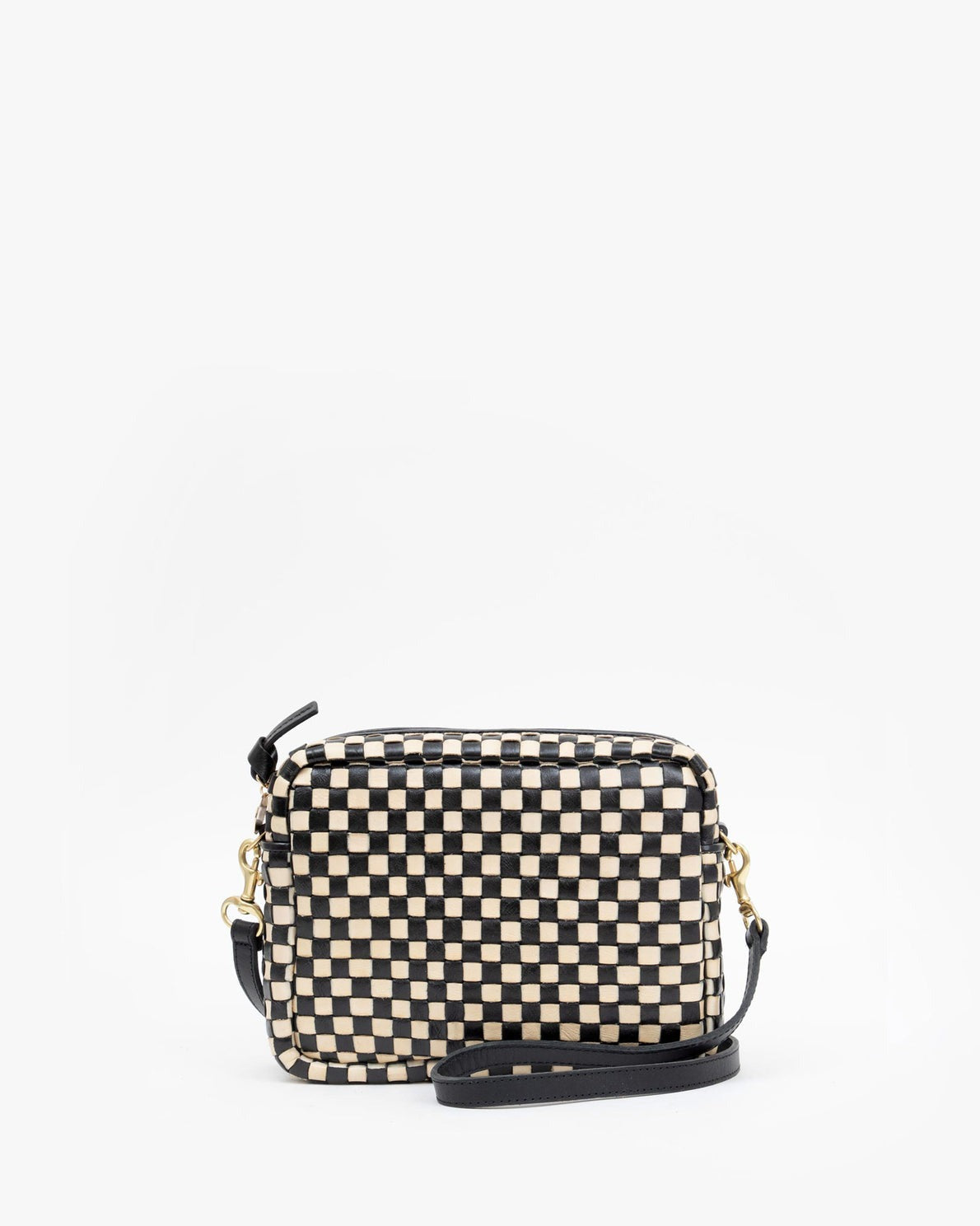 Black & Cream Woven Checker Midi Sac