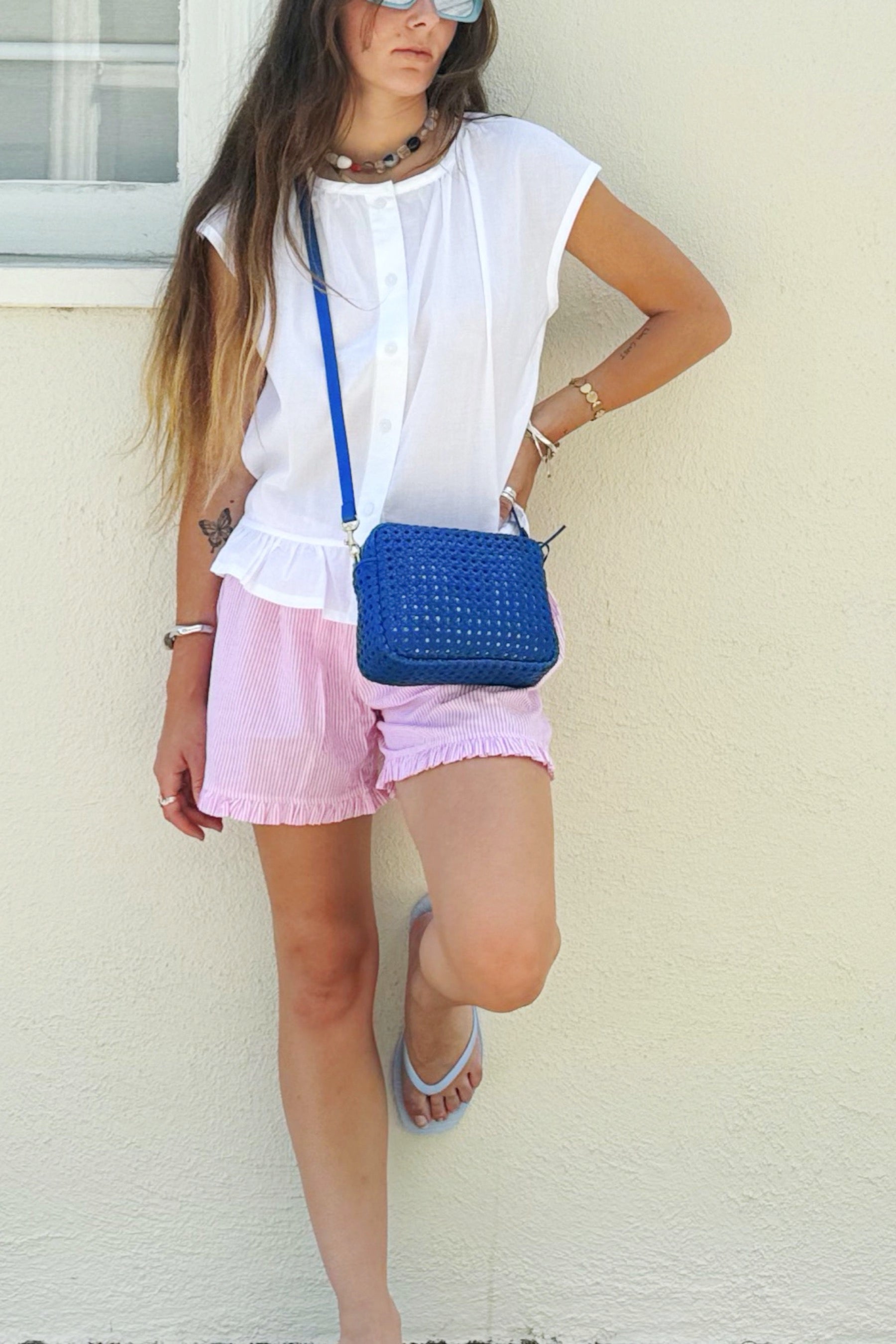 Cobalt Rattan Midi Sac