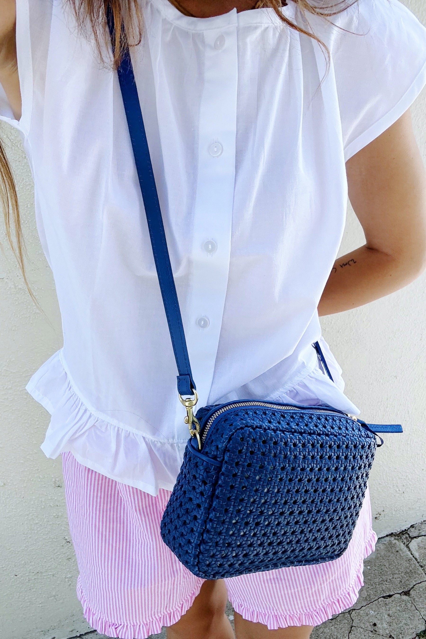 Cobalt Rattan Midi Sac