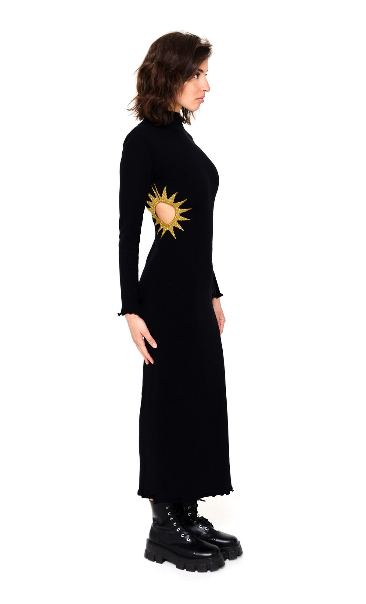 Lurex Viscose Jersey Long Dress W/cutout