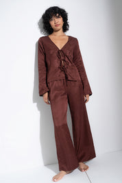 Tie Front Top - Brown