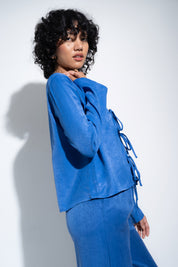 Tie Front Top - Cobalt