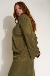 Tie Front Top - Olive