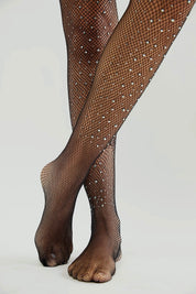 Black Crystal Glitter Fishnet Tight