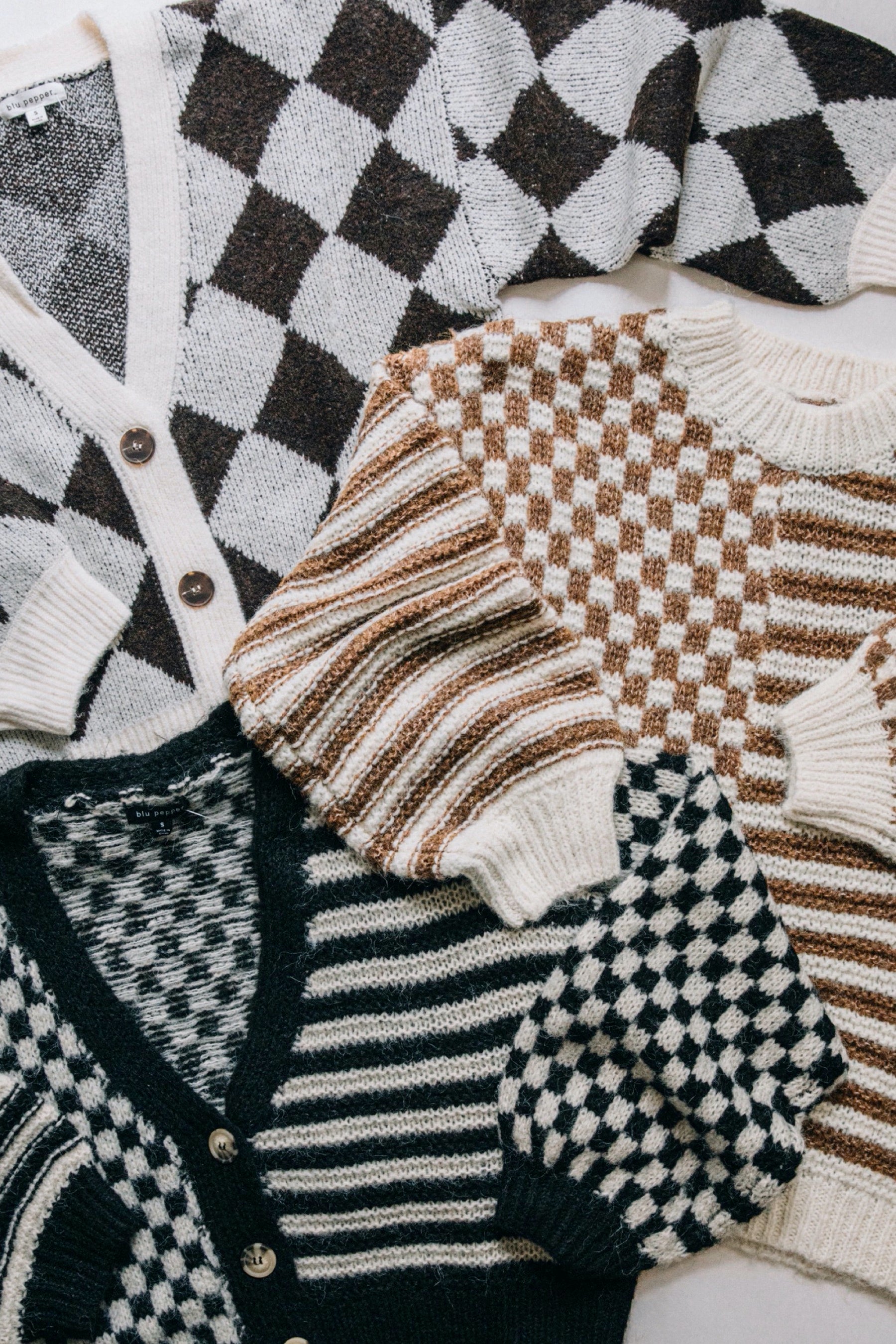 Mocha Mixed Checker Sweater