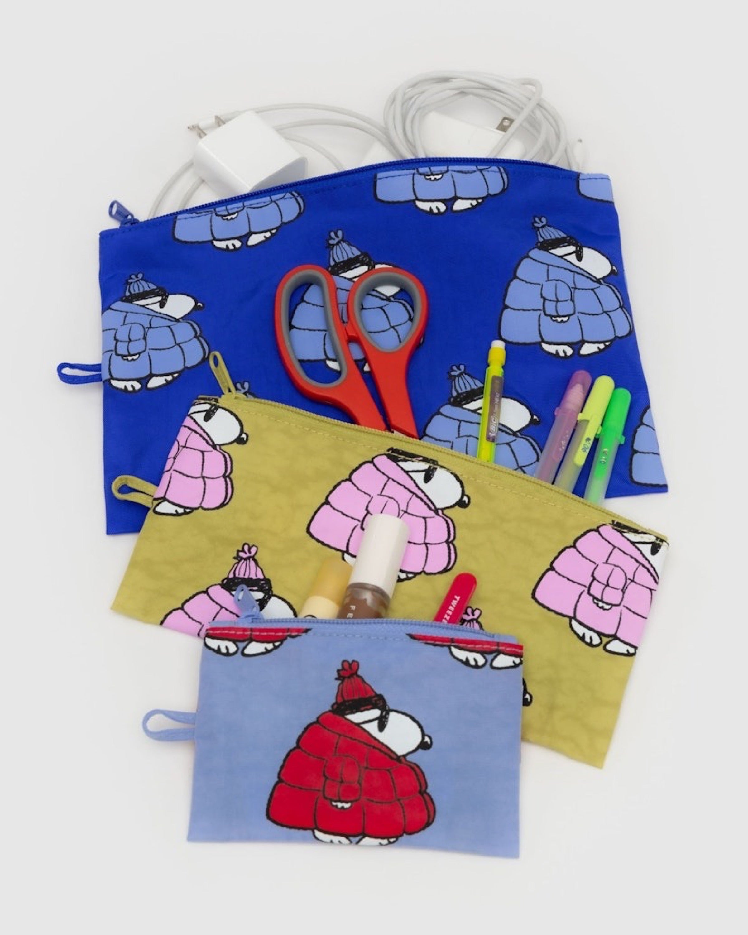 Puffer Snoopy Flat Pouch Set