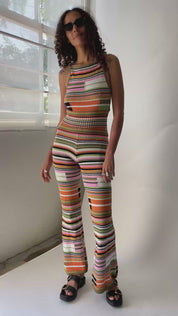 Multi Stripe Knitted Tank Jumpsuit