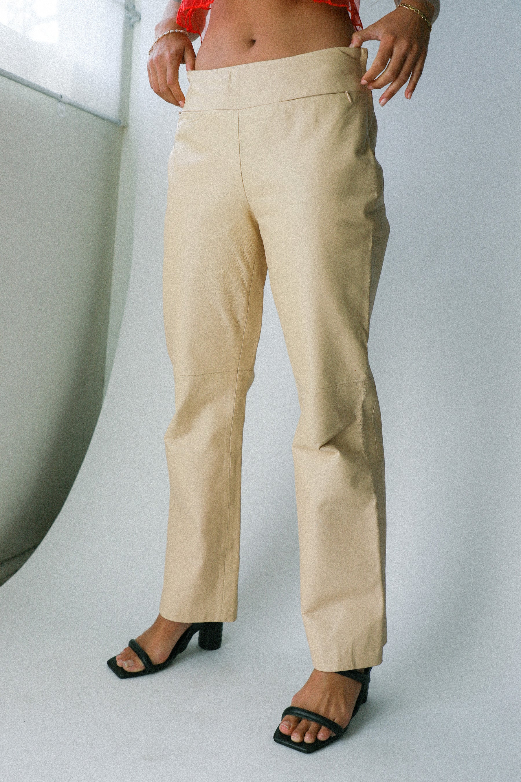 Beige Leather Pant